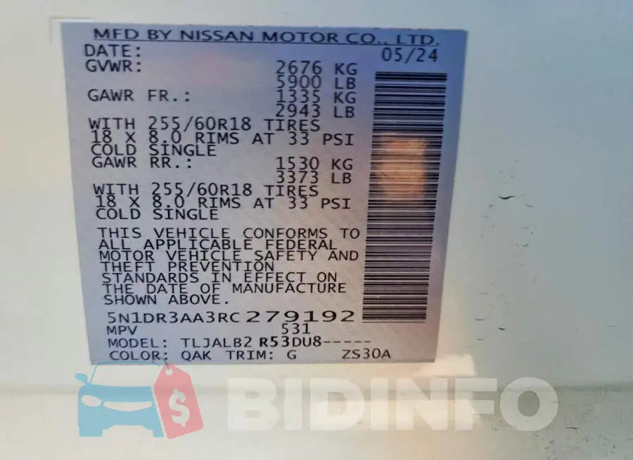 5N1DR3AA3RC279192 Photo# 13