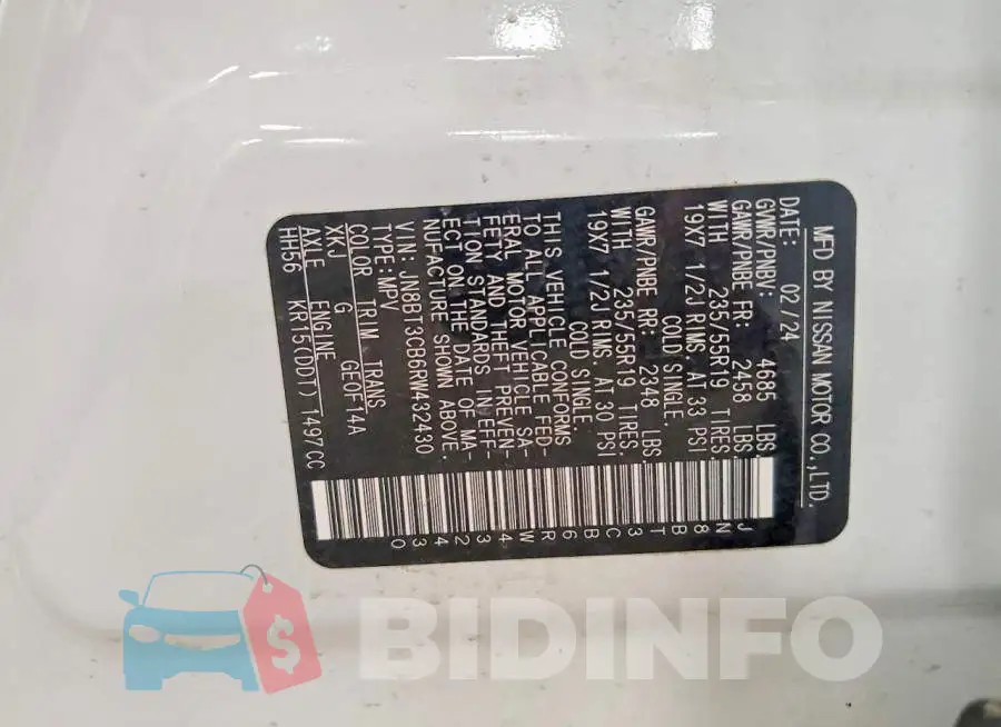 JN8BT3CB6RW432430 Photo# 13