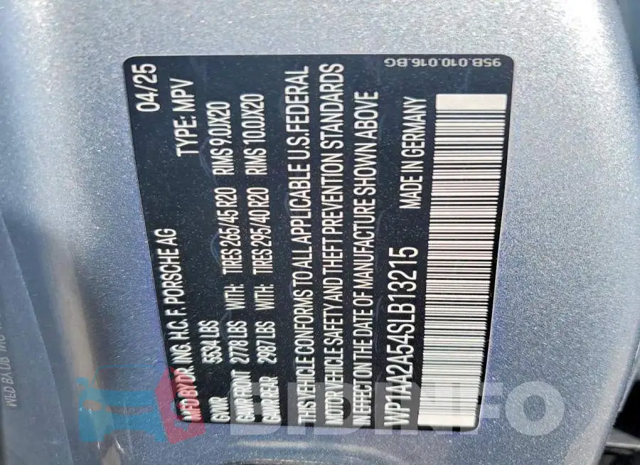 WP1AA2A54SLB13215 Photo# 13
