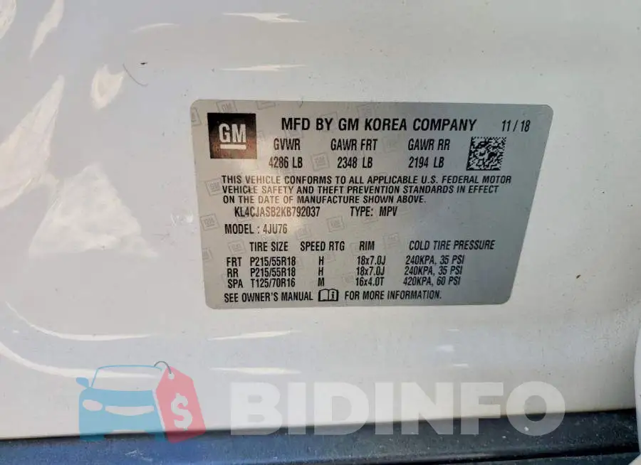 KL4CJASB2KB792037 Photo# 13