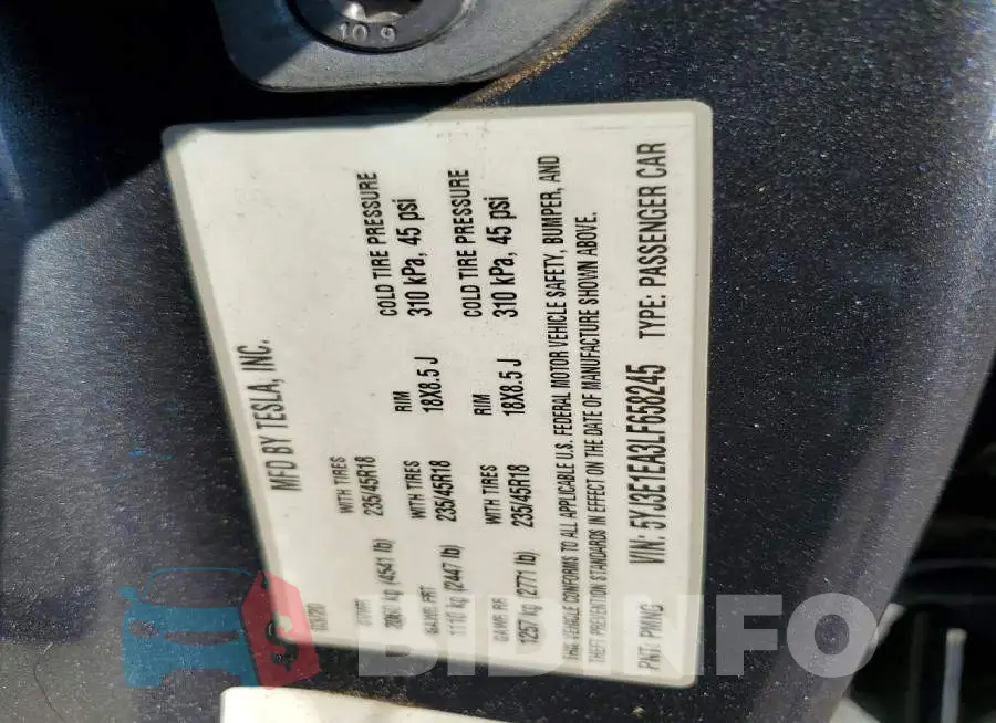 5YJ3E1EA3LF658245 Photo# 13
