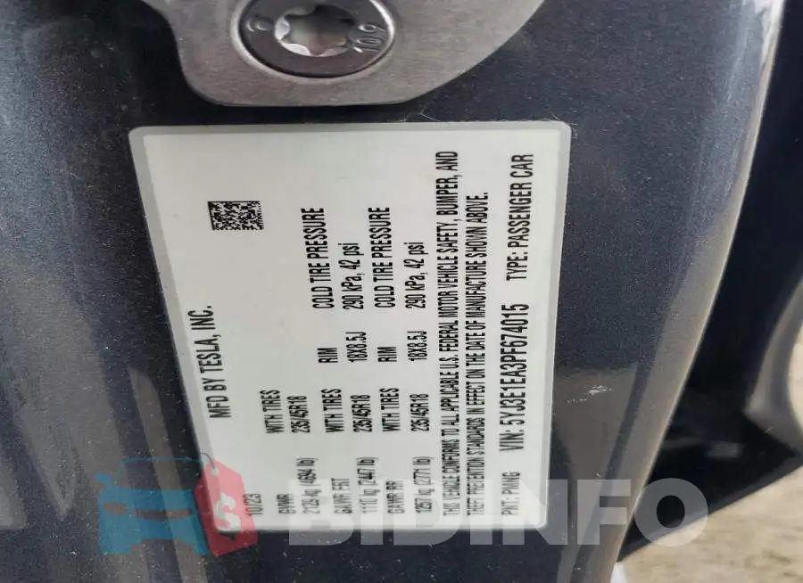 5YJ3E1EA3PF674015 Photo# 12