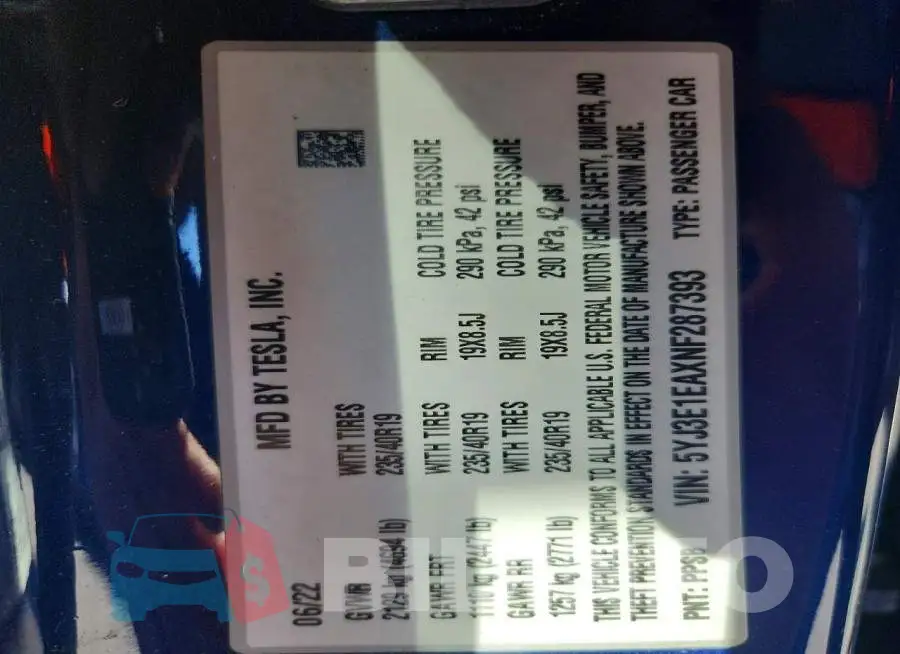 5YJ3E1EAXNF287393 Photo# 12