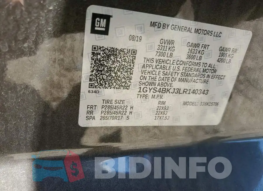 1GYS4BKJ3LR140343 Photo# 14