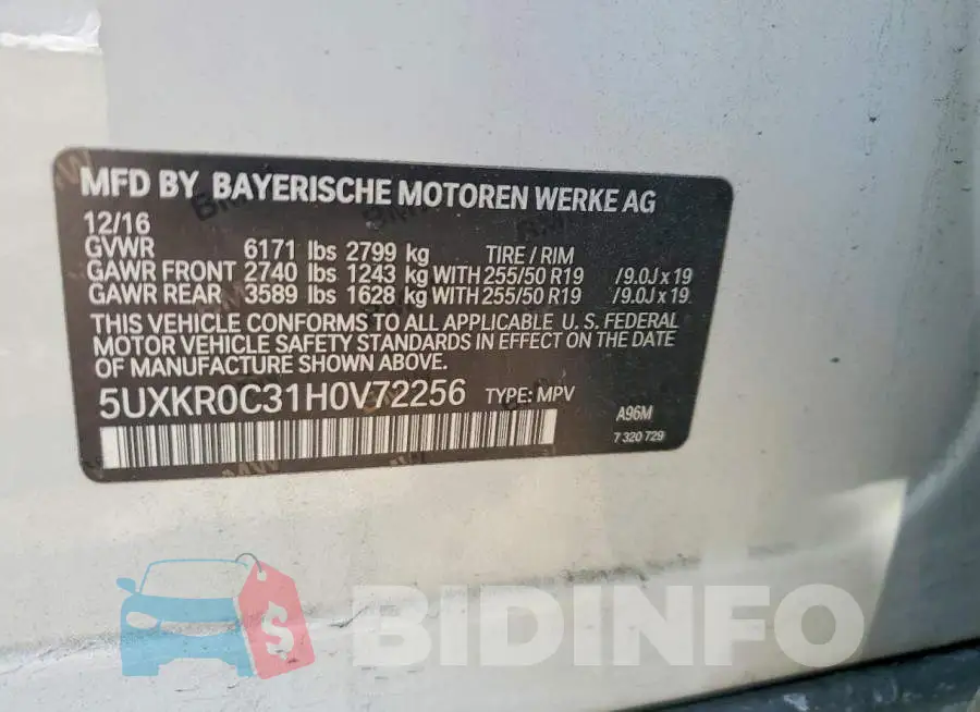 5UXKR0C31H0V72256 Photo# 14