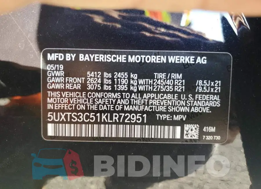 5UXTS3C51KLR72951 Photo# 14