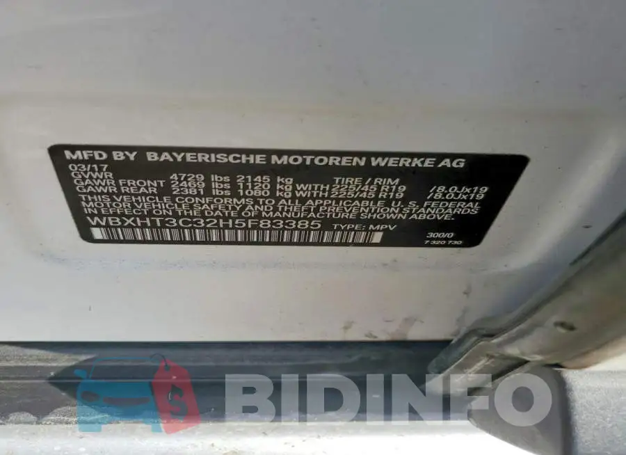 WBXHT3C32H5F83385 Photo# 12