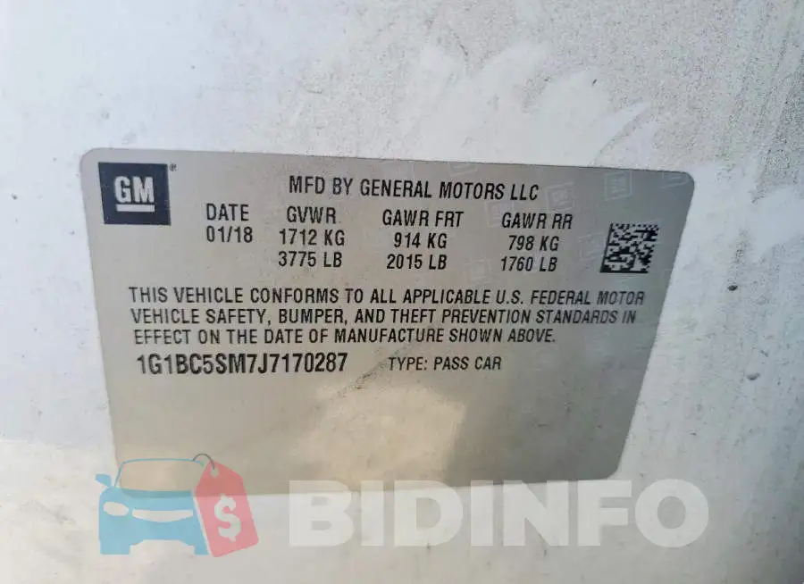 1G1BC5SM7J7170287 Photo# 13