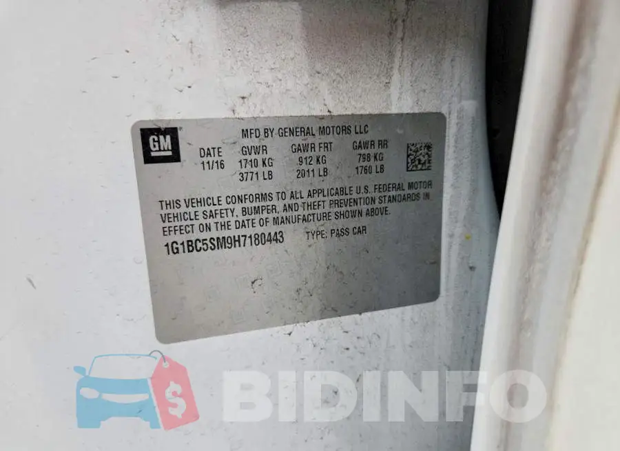 1G1BC5SM9H7180443 Photo# 12