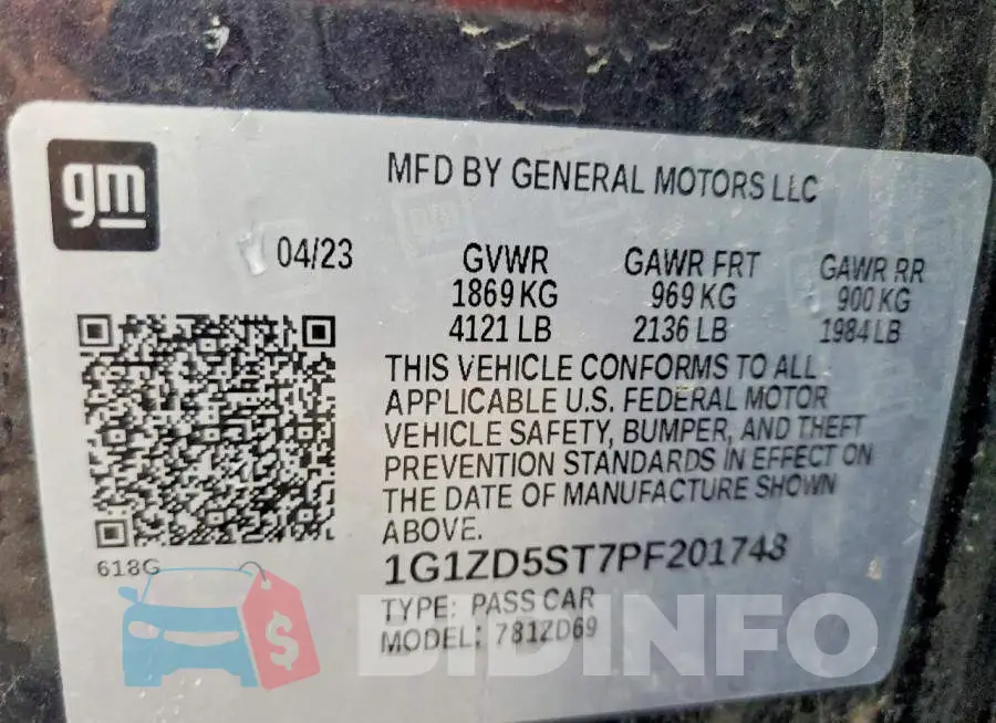 1G1ZD5ST7PF201748 Photo# 12