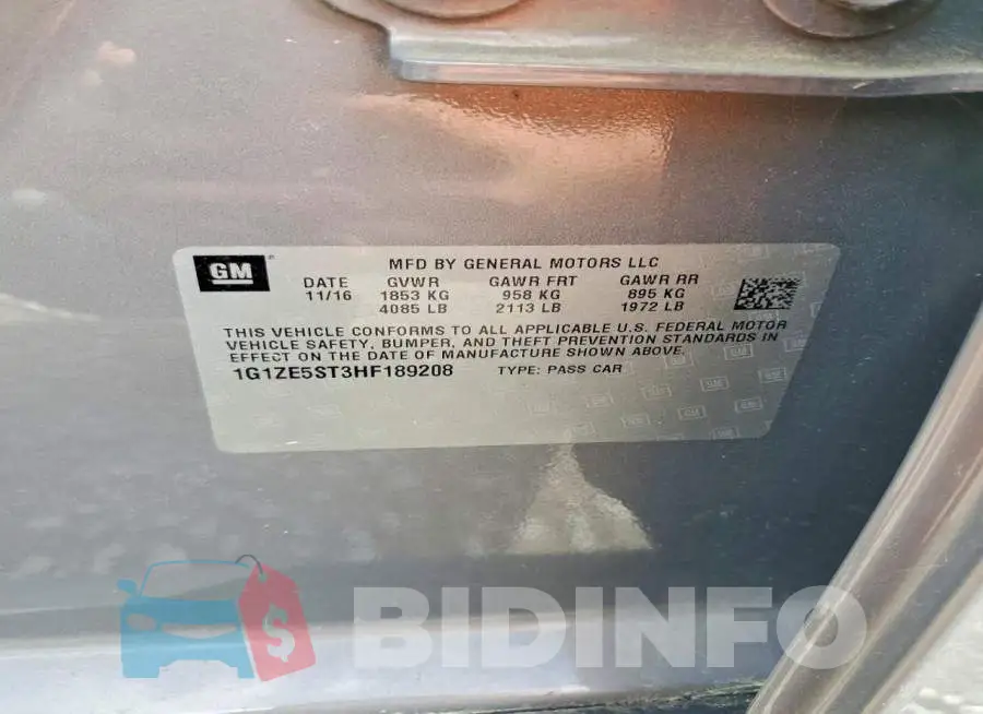 1G1ZE5ST3HF189208 Photo# 13