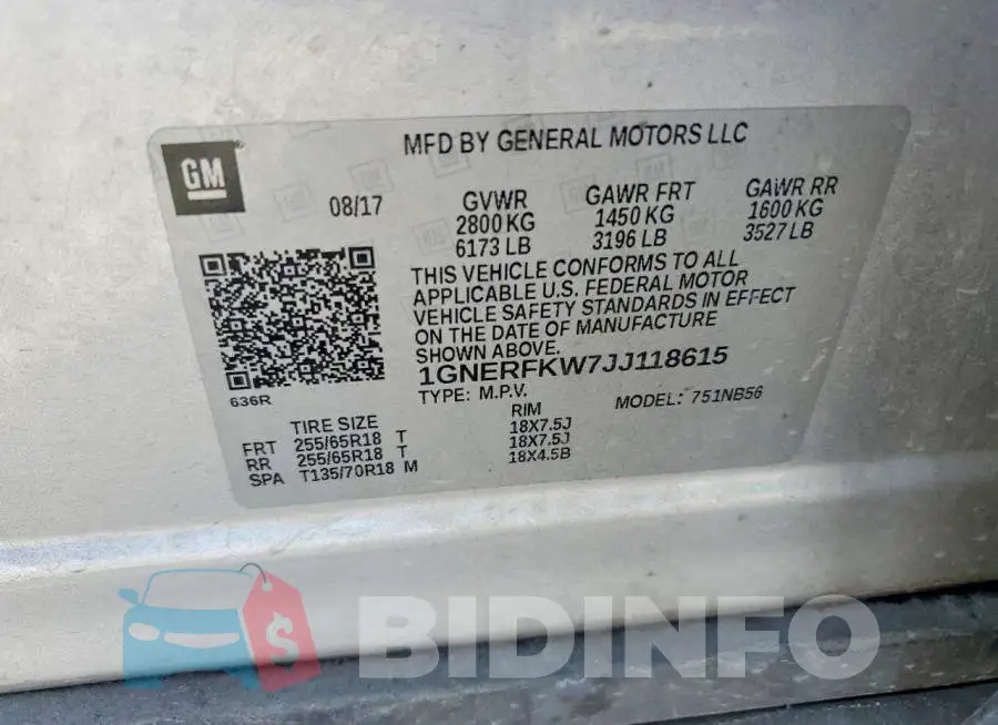 1GNERFKW7JJ118615 Photo# 13
