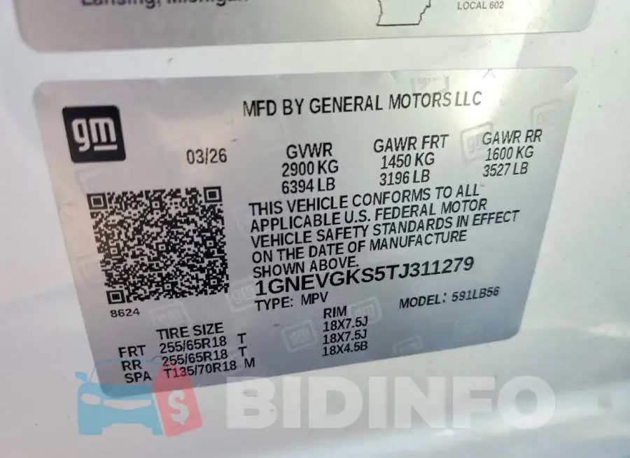 1GNEVGKS5TJ311279 Photo# 13