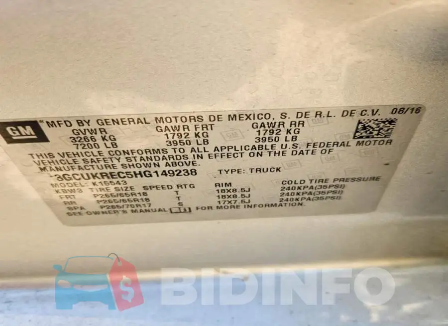 3GCUKREC5HG149238 Photo# 12