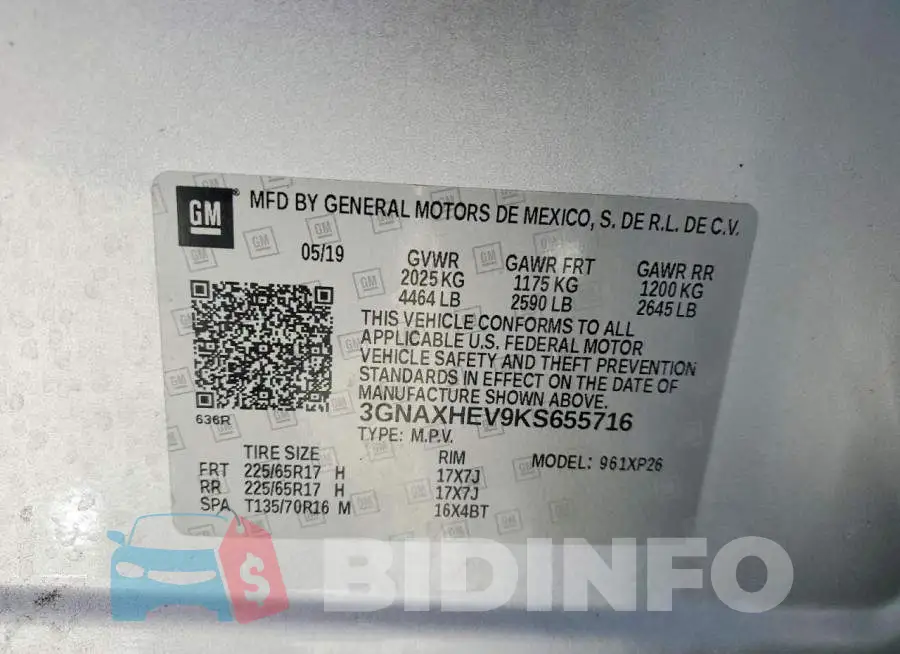 3GNAXHEV9KS655716 Photo# 13