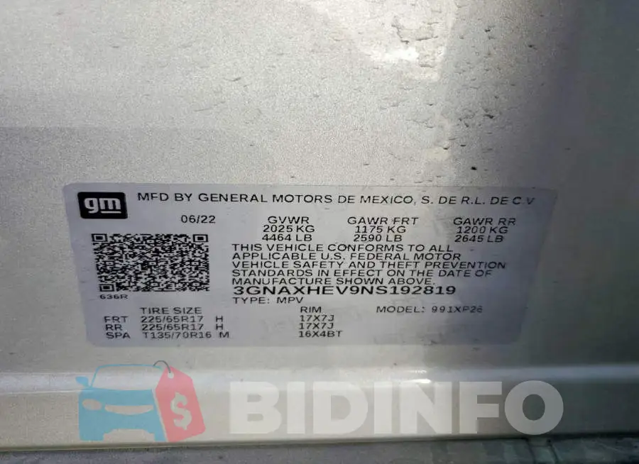 3GNAXHEV9NS192819 Photo# 13