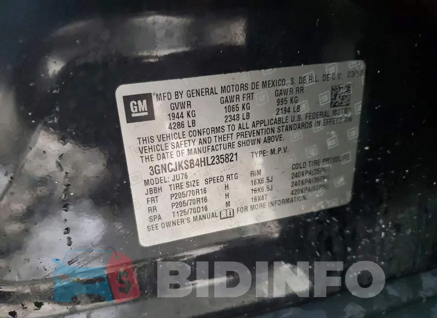 3GNCJKSB4HL235821 Photo# 13
