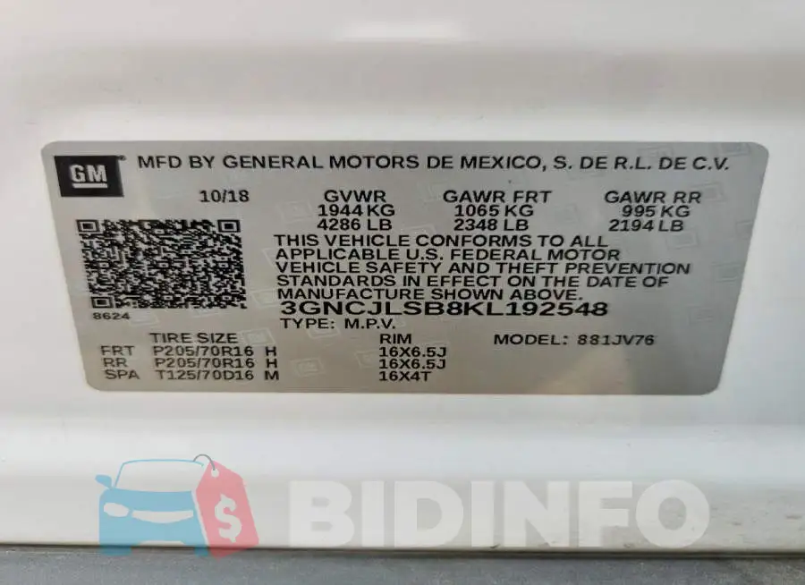 3GNCJLSB8KL192548 Photo# 13