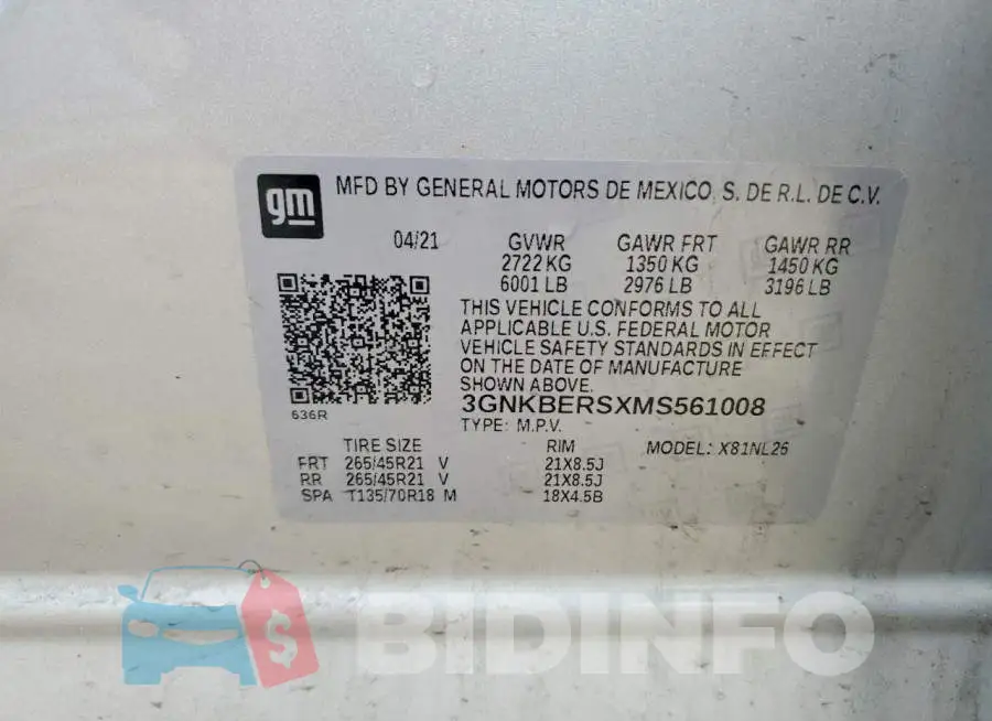 3GNKBERSXMS561008 Photo# 13