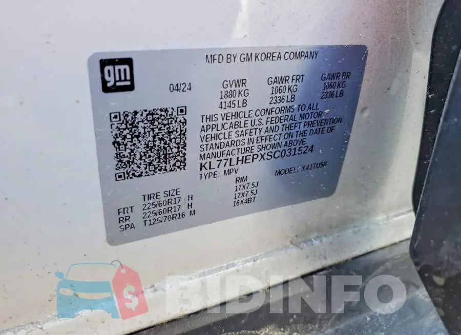KL77LHEPXSC031524 Photo# 12