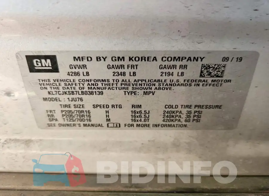 KL7CJKSB7LB038139 Photo# 14