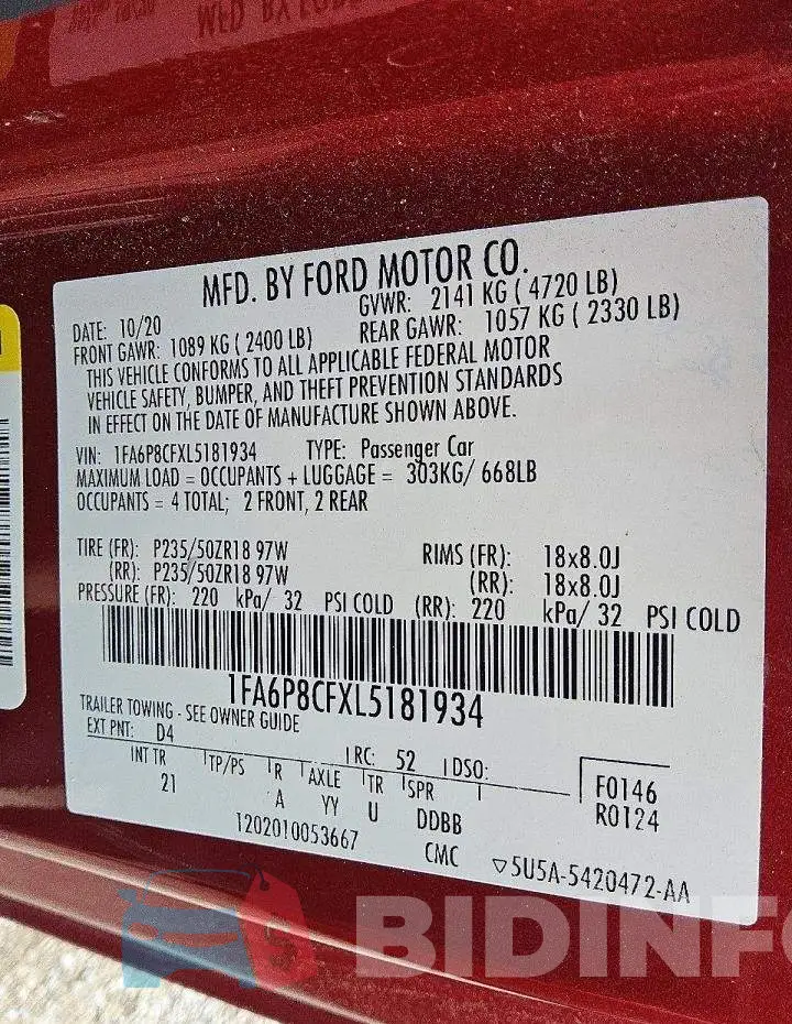 1FA6P8CFXL5181934 Photo# 12