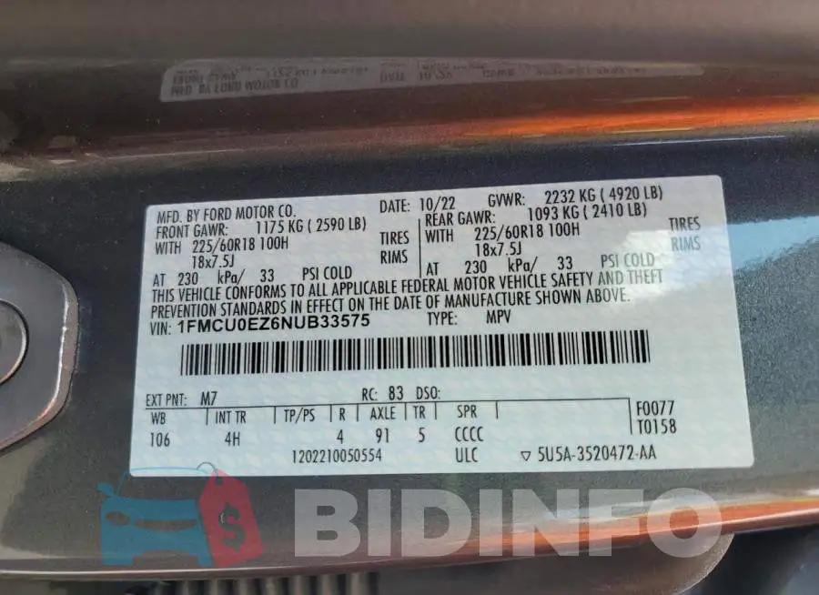 1FMCU0EZ6NUB33575 Photo# 14