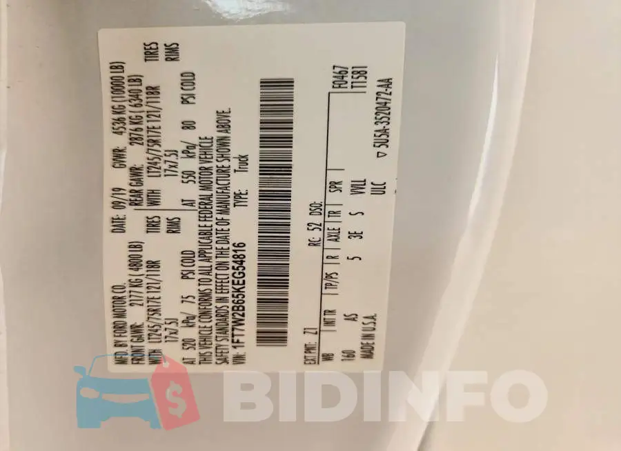 1FT7W2B65KEG54816 Photo# 12