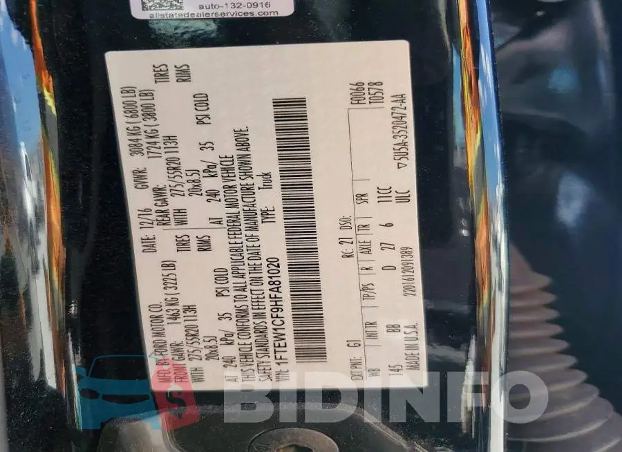 1FTEW1CF9HFA81020 Photo# 13