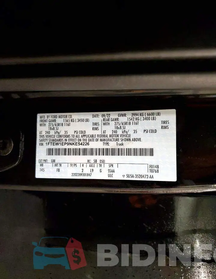 1FTEW1EP9NKE54226 Photo# 12