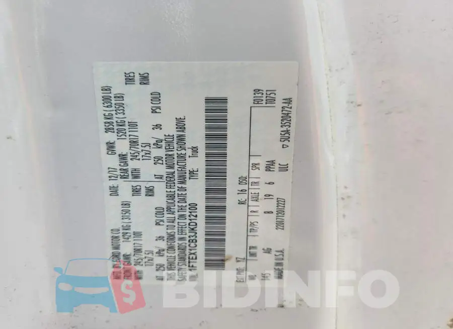 1FTEX1CB3JKD12100 Photo# 12