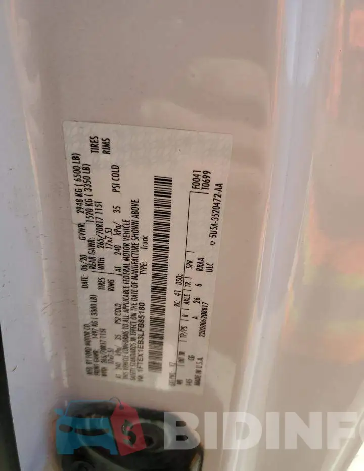 1FTEX1EB3LFB85180 Photo# 12