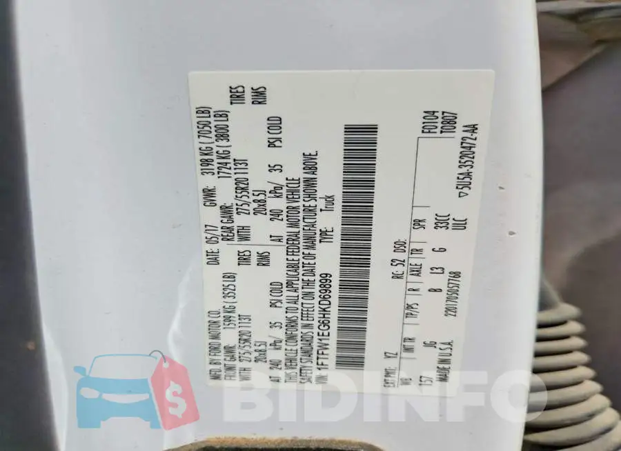 1FTFW1EG6HKD69899 Photo# 12
