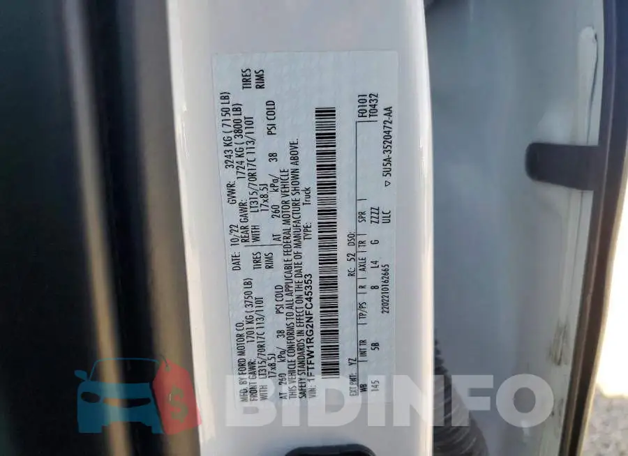 1FTFW1RG2NFC45353 Photo# 12