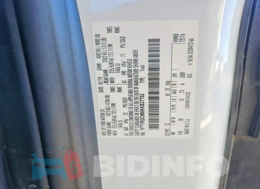 1FTYR2CMXKKB37702 Photo# 13