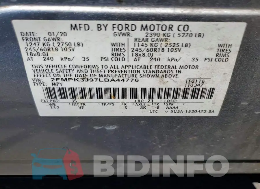 2FMPK3J97LBA44776 Photo# 13