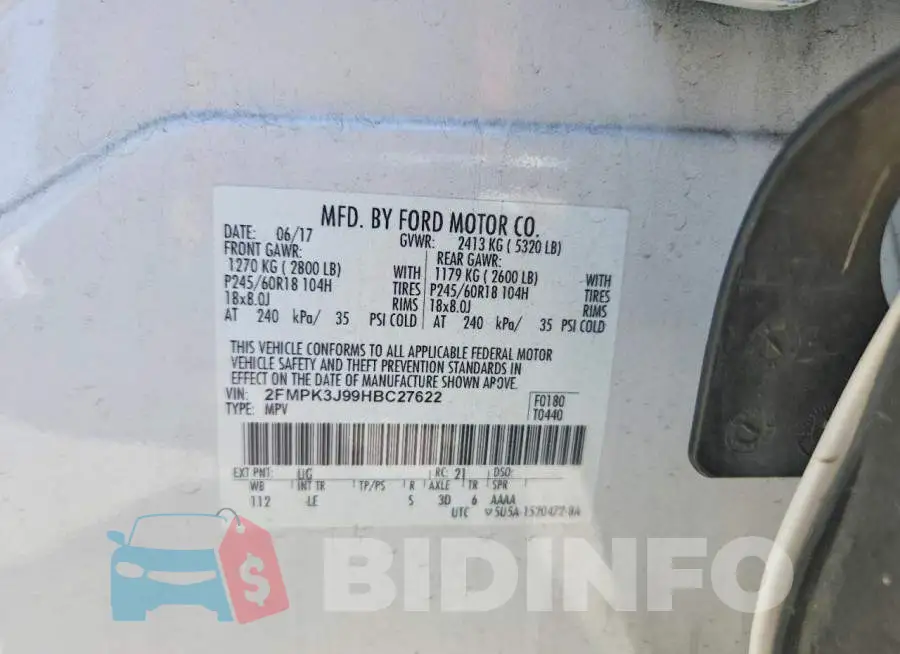 2FMPK3J99HBC27622 Photo# 13