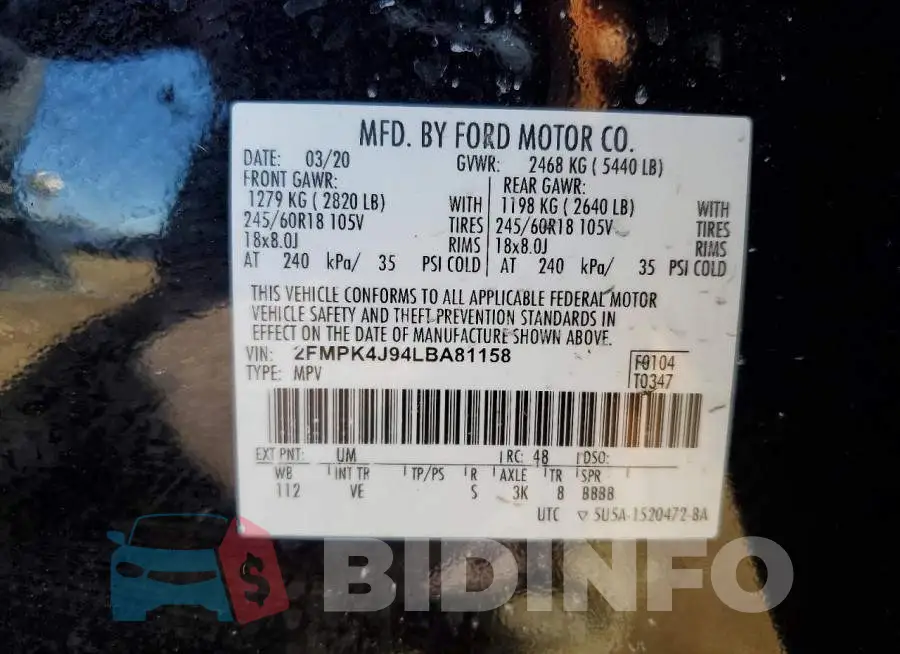 2FMPK4J94LBA81158 Photo# 12