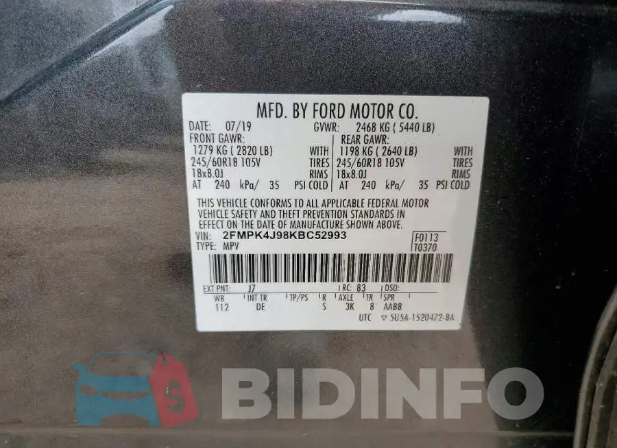 2FMPK4J98KBC52993 Photo# 13