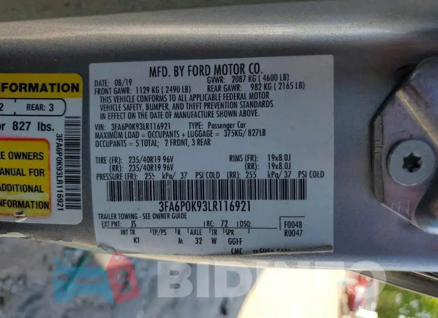3FA6P0K93LR116921 Photo# 12