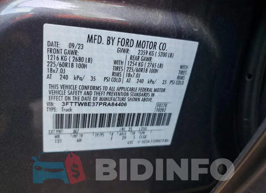 3FTTW8E37PRA84406 Photo# 12
