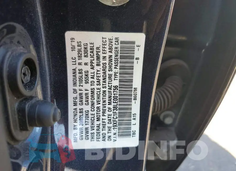 19XFC1F38LE001756 Photo# 12