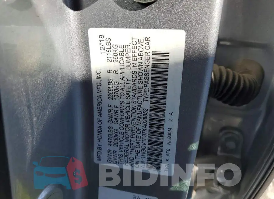 1HGCV1F37KA028852 Photo# 12