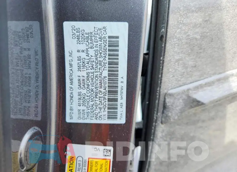 1HGCV3F92LA010776 Photo# 13