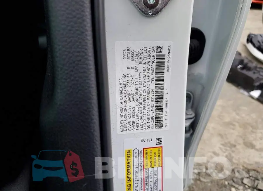 2HGFE4F82TH312824 Photo# 12