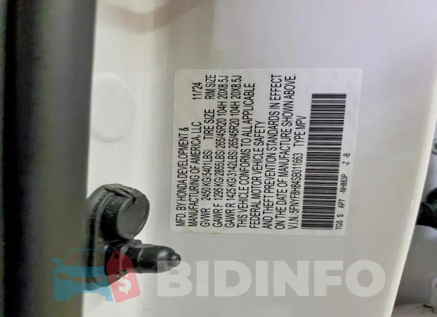 5FNYF8H84SB011663 Photo# 12