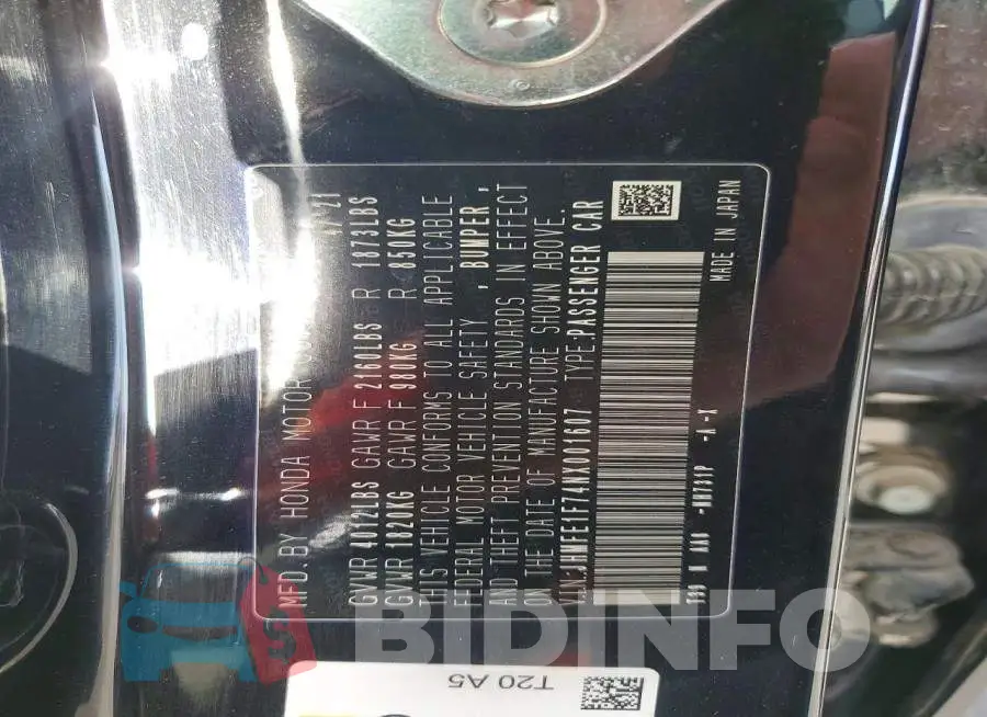 JHMFE1F74NX001607 Photo# 13