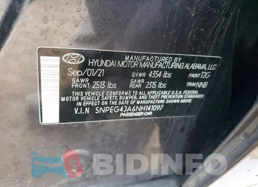 5NPEG4JA6NH141097 Photo# 12