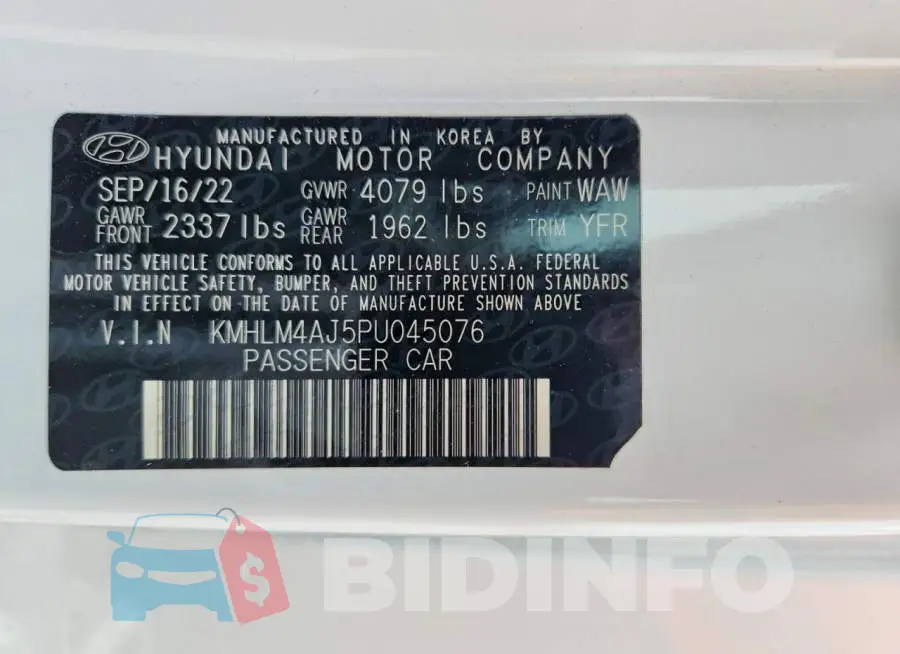 KMHLM4AJ5PU045076 Photo# 12