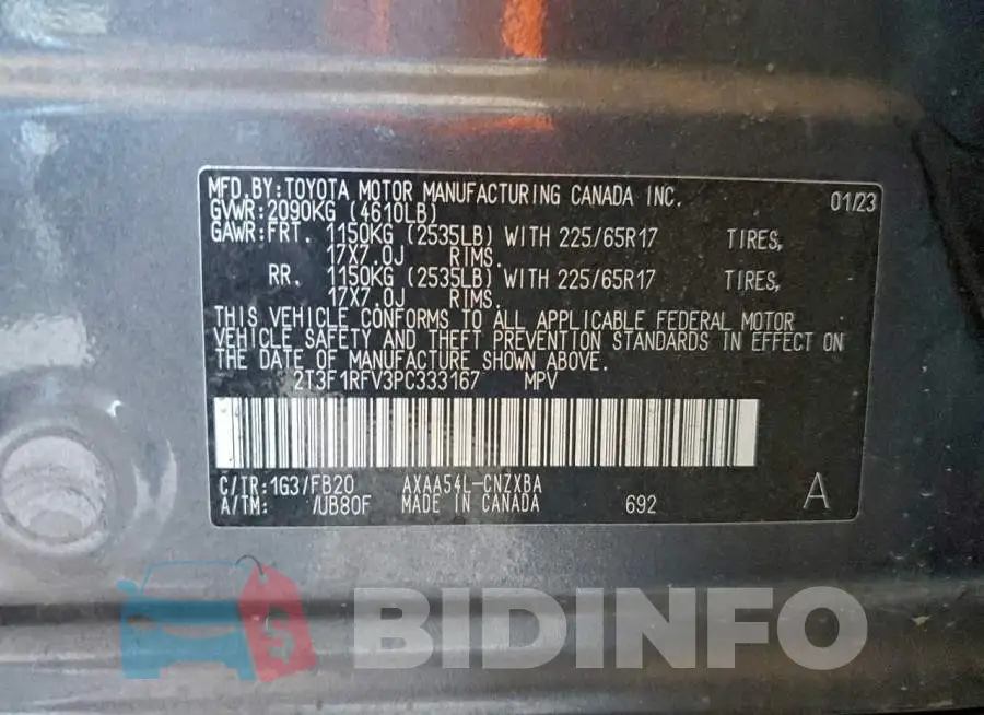 2T3F1RFV3PC333167 Photo# 13